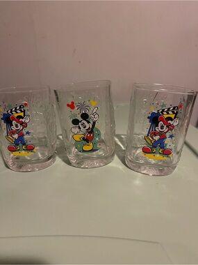 Mickey Mouse Cartoon Glass Tumblers - Set of 3